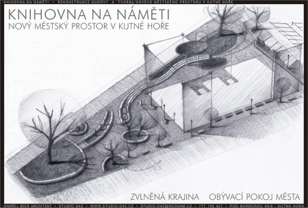 KUTNÁ HORA - NA NÁMĚTI | Obývací pokoj města. Skica poslední (finální) verze návrhu.